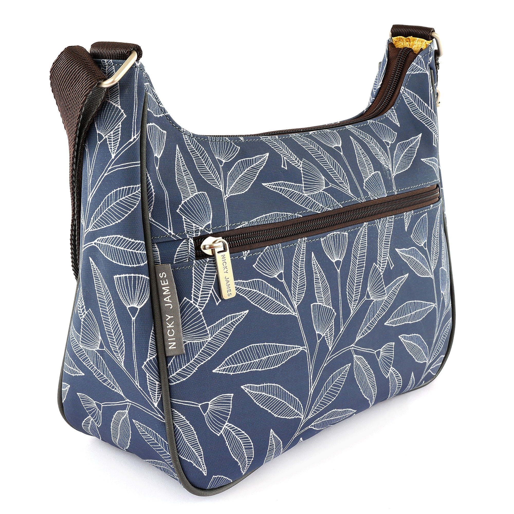 Navy Leaves Hobo Bag