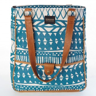 Mongoose Large Shoulder Bag in Batik Teal & Natural