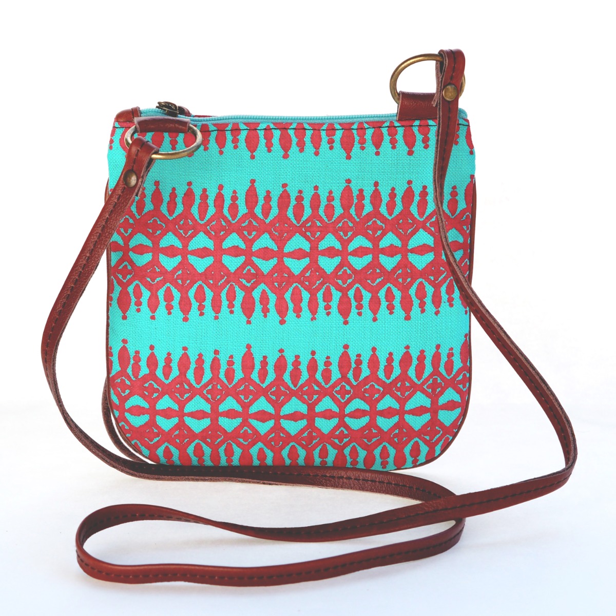 Mongoose Leather Mini in Masai Turquoise & Red