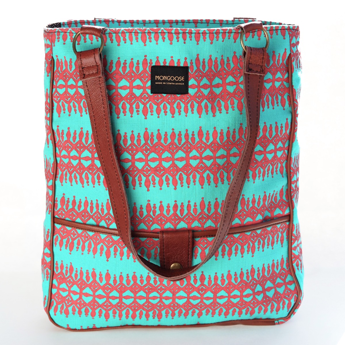 Mongoose Large Shoulder Bag in Masai Turquoise & Red 