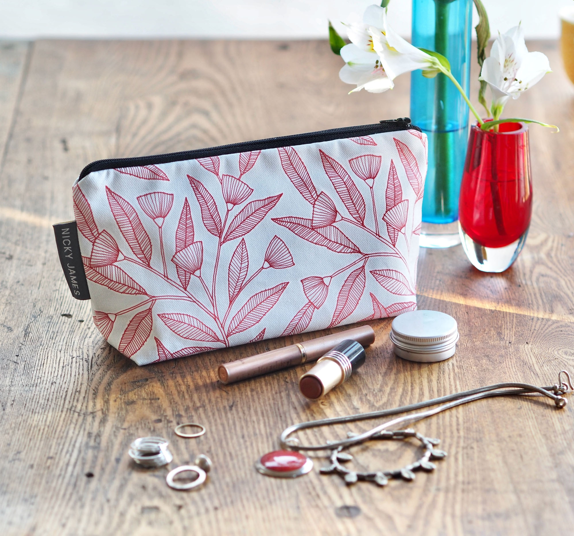 Red Leaves Make Up Bag