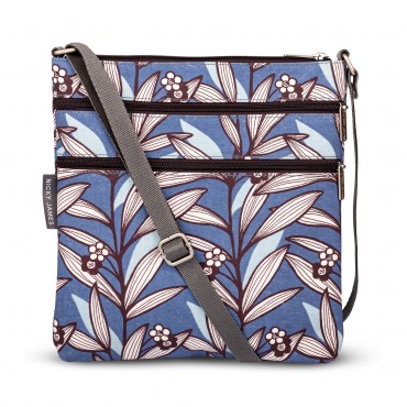 Wildflower Blue Triple Zip Crossbody Bag